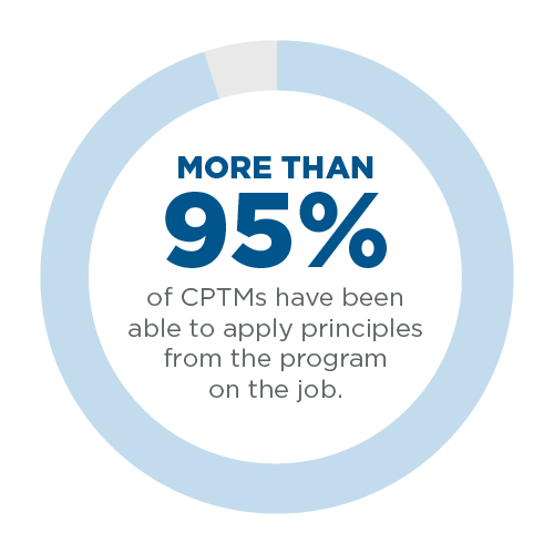 More than 95 percent of CPTMs have been able to apply principles from the program on the job